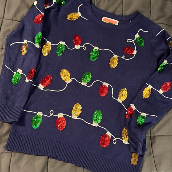 Tipsy Elves Sweaters - Tipsy Elves Sequined Christmas Lights Holiday Sweater